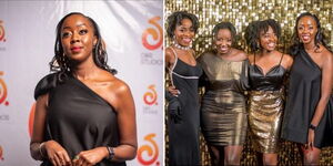 Screengrab images of caroline Wambui Ngunjiri (Left) and Caroline with the Kyallo Kulture cast(Right)