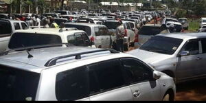 A photo of alleged traffic snarl in Eastleigh, Nairobi after a lockdown was imposed in the estate on Wednesday, May 6, 2020