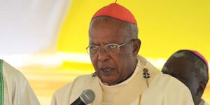 Cardinal  John Njue addressing a congregation during a past church service.