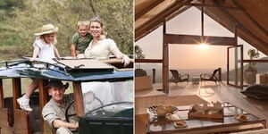 A collage of Calvin Cottar and his family (Left) and the Cottar’s Bush villa (Right)
