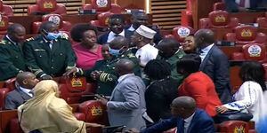Chaos in Parliament after MP Babu Owino refused to leave following Speaker Justin Muturi's orders on Thursday, April 14, 2022.