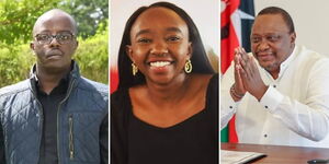 From Left: A collage image of Raila Junior, Charlene Ruto and former President Uhuru Kenyatta.