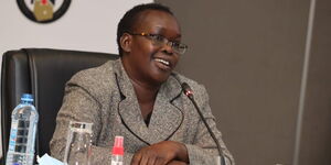 Ambassador Lucy Jelimo Chebet appearing before IEBC panel on Friday, July 16