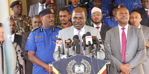 IEBC chairperson Wafula Chebukati addresses the media after consultative talks with the Inspector General of Police Hillary Mutyambai at the Office of the Inspector General of Police on Thursday, July 28, 2022