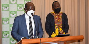 IEBC chair, Wafula Chebukati, giving the official announcement of the mass voter registration dates, on September 22, 2021.