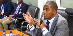 Trans Nzoia Senator Allan Chesang speaking at Senate chambers on Thursday February 16,2023
