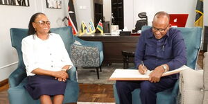Chief Justice Martha Koome (left) and Defence CS Aden Duale (right) on Wednesday March 1, 2023