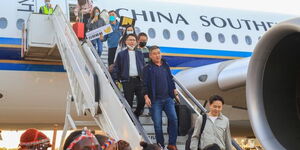 Tourists from China arrive at Kenyatta International Airport, Nairobi on February 11, 2023.