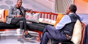 Citizen TV News anchor Jeff Koinange (right) and Toronto Raptors Vice Chairman Masai Ujiri.