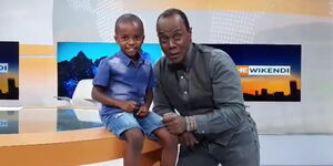 Citizen TV anchor Jeff Koinange and Mashirima Kapombe's son in studio