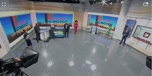 Citizen TV Presenters inside the newly launched studio on Sunday August 7, 2022