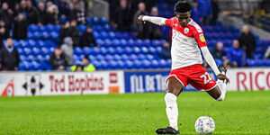 Barnsley left-back Clarke Oduor when he made his debut for the club away to Cardiff on December 7, 2019