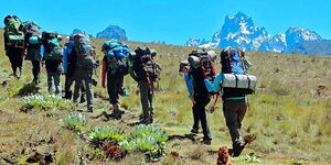 Image of a group climbing Mount Kenya on November 18 ,2018