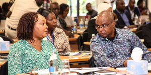 CoG chairperson and Kirinyaga Governor Anne Waiguru (left) and Senate Speaker Amason Kingi in Naivasha on Friday June 16, 2023