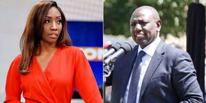 A collage of Citizen TV's Yvonne Okwara and Deputy President William Ruto