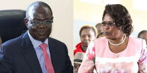 A photo collage of Kiraitu Murungi and Kawira Mwangaza