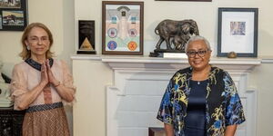 Mrs  Juliana Tono together with First Lady Margaret Kenyatta in her offices in Nairobi on February 8, 2022.
