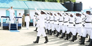 Kenya Navy half guard marching past the dais at a past function.