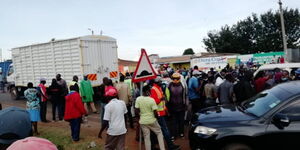 Commotion along the Eldoret-Iten road after an accident between a lorry and a matatu