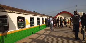 Commuters stranded as Embakasi Village -CBD train stall at Donholm station on Tuesday morning, January 25, 2022.