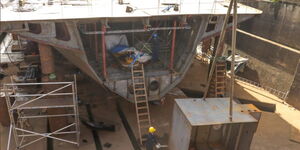 Construction of MV Uhuru 2 at Kisumu Shipyard on Tuesday, February 15, 2022.