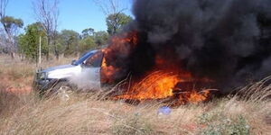 Toyota Prado on fire