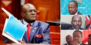 A collage of photo of Education CS George Magoha, Health CS Mutahi Kagwe, Treasury CS Ukur Yattani and Interior CS Fred Matiang'i