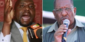 A collage of Elgeyo Marakwet Senator Kipchumba Murkomen and Environment CS Keriako Tobiko