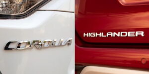 Photo collage between Toyota Corolla and Highlander