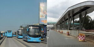 Photo collage between Dar Rapid Transit (DART) in Tanzania and BRT system in Kenya.