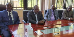 Former Interior CS Fred Matiang'i together with his lawyers at DCI headquarters on March 7, 2023.