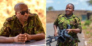 Inspector M. Mugo and a colleague who is part of the Directorate of Criminal Investigations (DCI) communications team in images shared on Tuesday, February 1, 2022, 