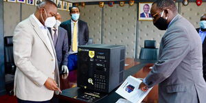 DCI Director Geroge Kinoti receives the Talino forensics workstation on April 28, 2020.