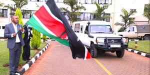 DCI George Kinoti flags off a fleet of cars on Tuesday, July 12, 2022.