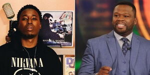 Photo collage of US-based Kenyan producer DO Speaks and American rapper 50 Cent