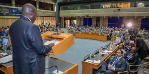 DP Rigathi Gachagua addresses a delegation at the UN office in Gigiri on Thursday, February 9, 2023.