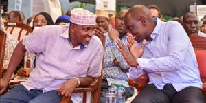 DP William Ruto with Leader of the Majority in the National Assembly Aden Duale during the Pastoralists Leadership Summit in Garissa on March 1, 2019. 