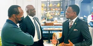 President William Ruto with Economist David Ndii and the Head of International Relations in his presidential campaign secretariat in Washington DC, on March 3, 2022.