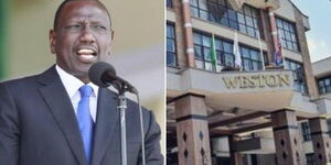 DP William Ruto (left) and Weston Hotel building along Lang'ata Road Nairobi.