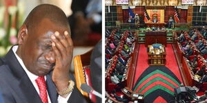 DP William Ruto and a snippet inside parliament building