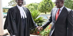 Deputy President William Ruto (right) and his son, Nick Ruto, after he got admitted to the bar in 2019.