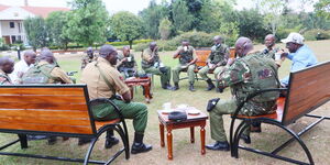 DP William Ruto having tea with AP officers attached to his Karen residence on August 30, 2021.