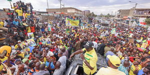 Deputy President William Ruto campaigning in Nakuru county on Saturday, March 19, 2022.