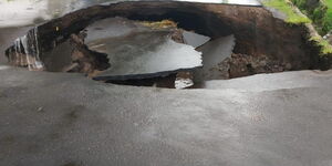 Damage along John Momanyi Road in Nakuru on Sunday, May 3, 2020, after rains pounded the area.