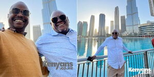 A collage image of David Murathe and his son Davidson Wakairu in Dubai on October 7, 2022.
