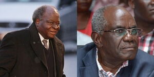 Photo collage between late former President Mwai Kibaki and David Musila