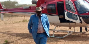 File photo of South Pokot Member of Parliament David Pkosing walking after alighting from a helicopter