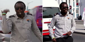 Dennis Mocha Kamau controlling traffic in Qatar during the FIFA world Cup tournament