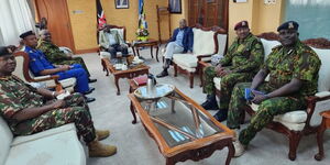 Deputy President Rigathi Gachagua meets IG Japhet Koome and police commanders on Sunday, March 26, 2023..jpg