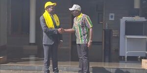 Deputy President William Ruto (right) welcomes LSK President Nelson Havi (left) to UDA on Monday, November 22, 2021.